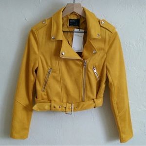 BERSHKA Suede Yellow Jacket
